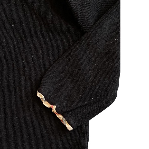 Authentic Burberry London Girls Black Mock Neck Sweater w/ Nova Check 130 - Picture 2 of 6